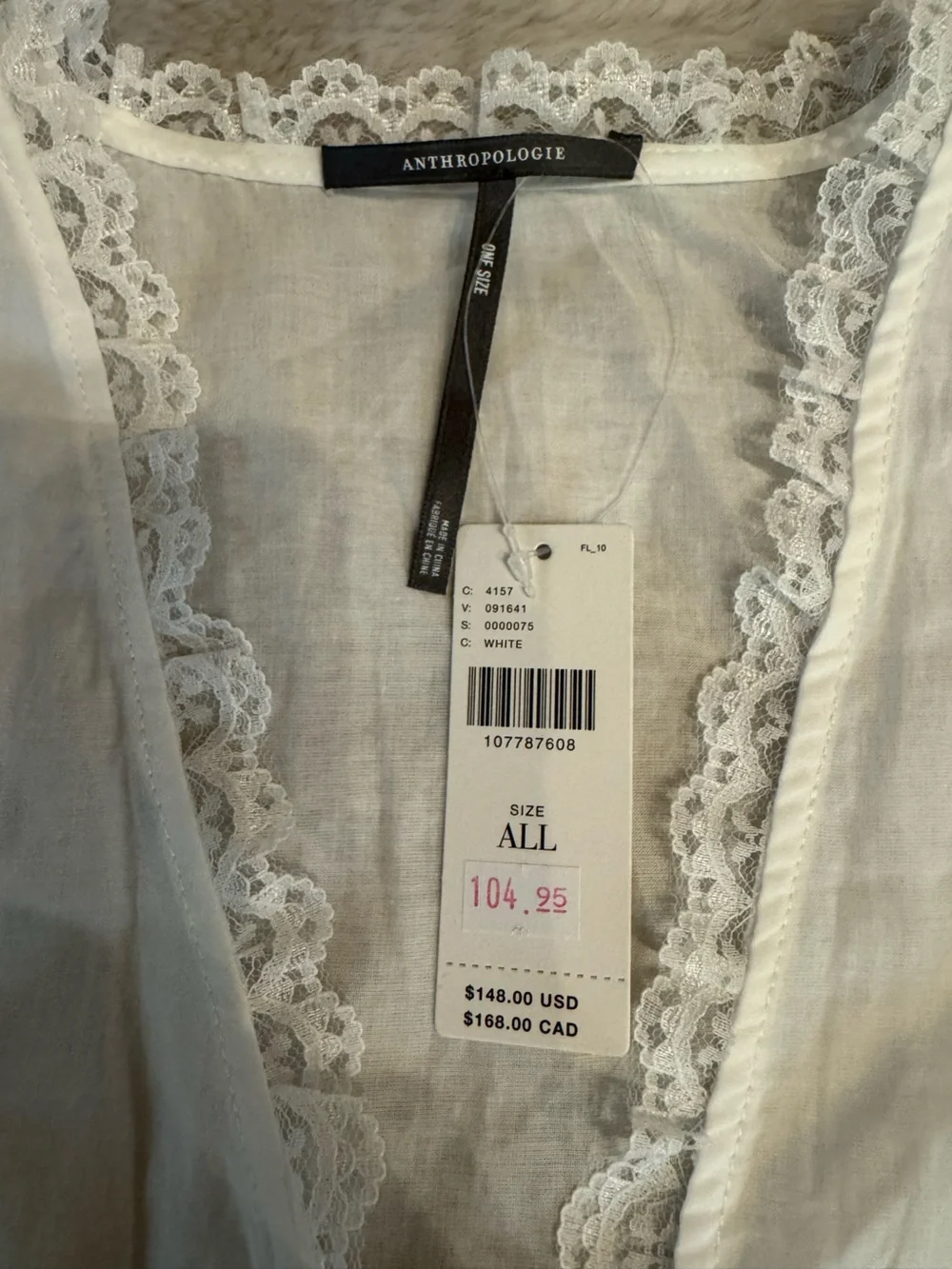 By Anthropologie Eyelet Tie-Front Long-Sleeve Blouse